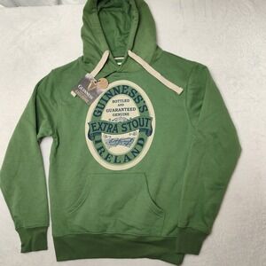 Guinness Hoodie Mens XS Green Pullover Fleece Extra Stout Graphic Beer Ireland